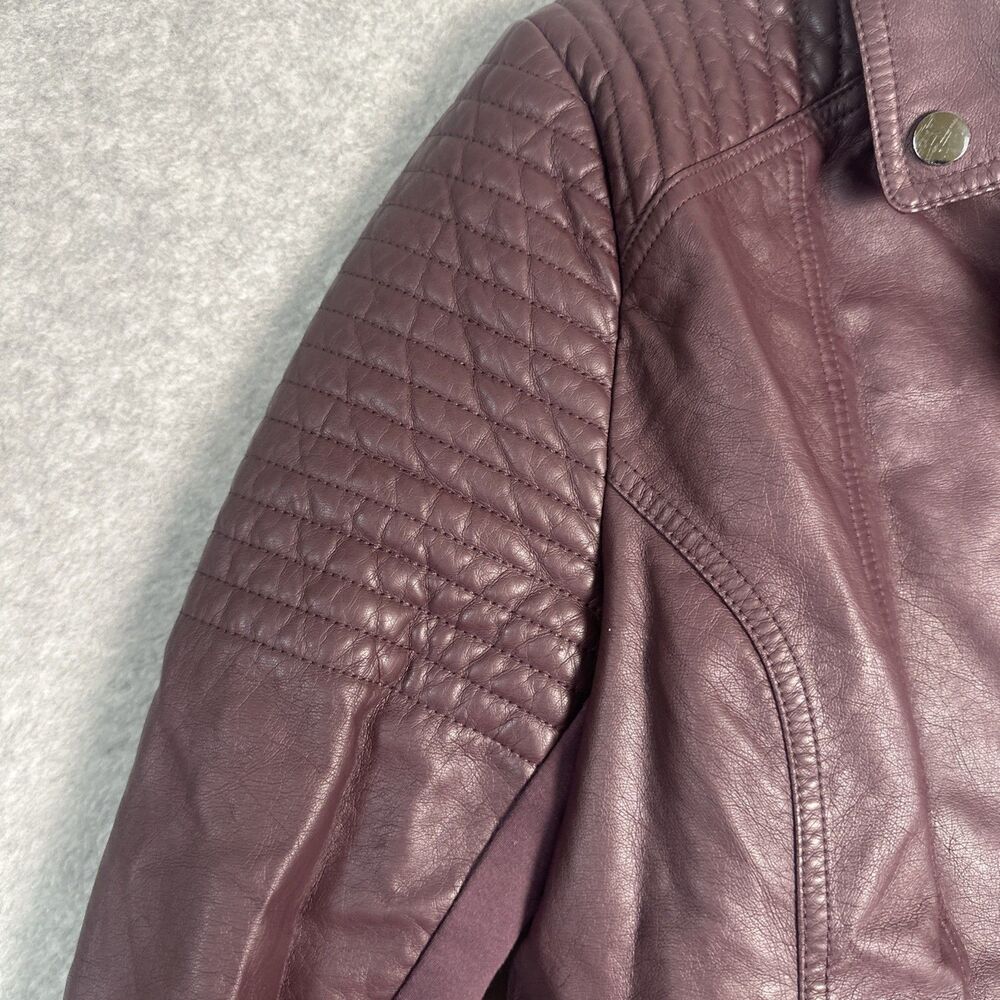 Edgy Women’s Purple Long Sleeve Faux Leather Motorcycle Jacket Sz M - Picture 4 of 13